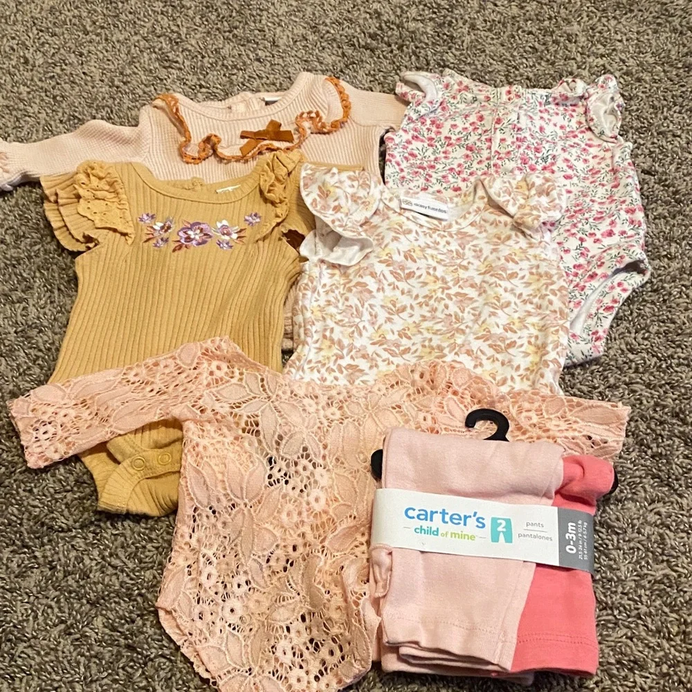 Baby Girl Fancy Onesie Bundle 0-3 Month